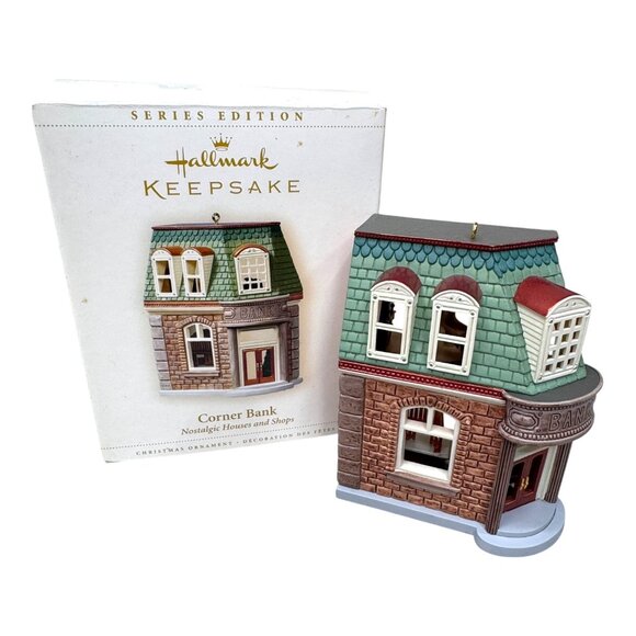 Hallmark Nostalgic Houses & Shops Set of 2 Mamas Restorante Italiano Corner Bank - Picture 5 of 6